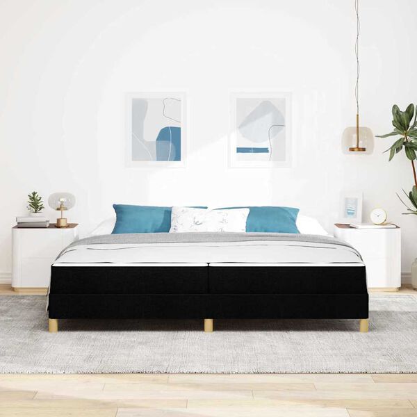 vidaXL Cama tipo Box Spring con colch&oacute;n Negro 200 x 200 cm tela