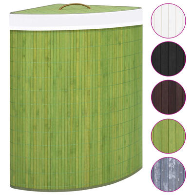 vidaXL Cesto para la ropa sucia de esquina bambú verde 60 L