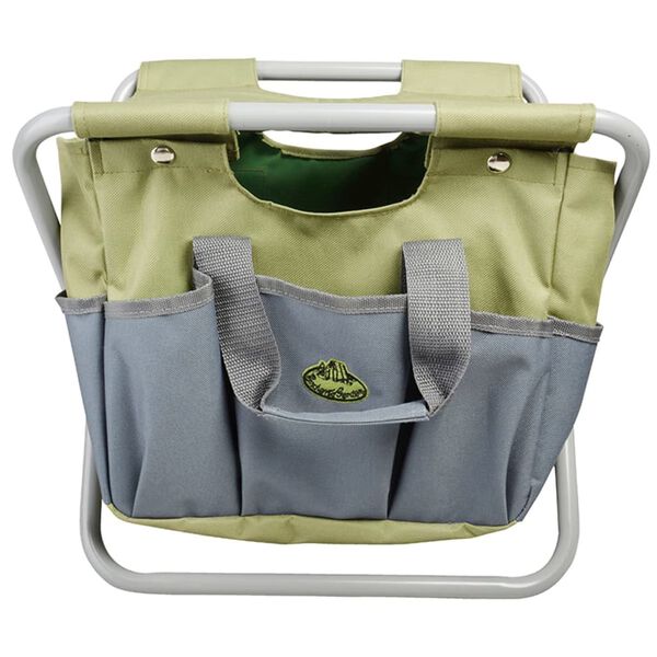Esschert Design Bolso de herramientas de jard&iacute;n taburete gris GT85
