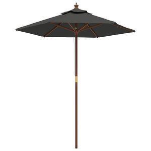 vidaXL Sombrilla jard&iacute;n con poste de madera gris antracita 196x231 cm