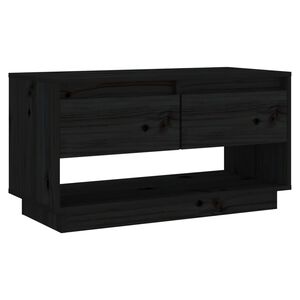 vidaXL Mueble de TV de madera maciza de pino negro 74x34x40 cm