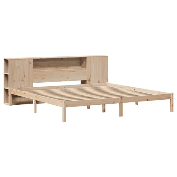 vidaXL Cama con estanter&iacute;a sin colch&oacute;n madera maciza de pino 200x200cm