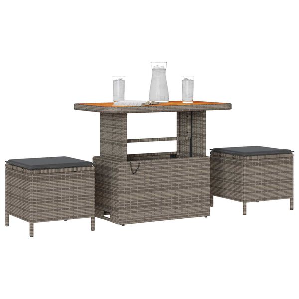 vidaXL Conjunto de Comedor de Jardín Gris ratán sintético