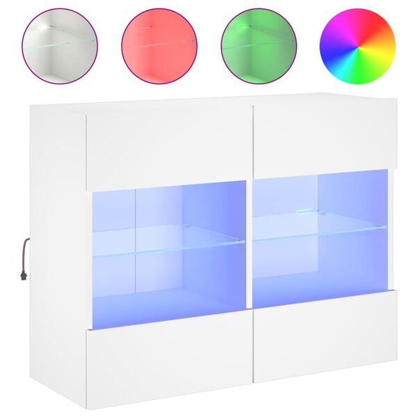 vidaXL Mueble de TV de pared con luces LED blanco 78,5x30x60,5 cm