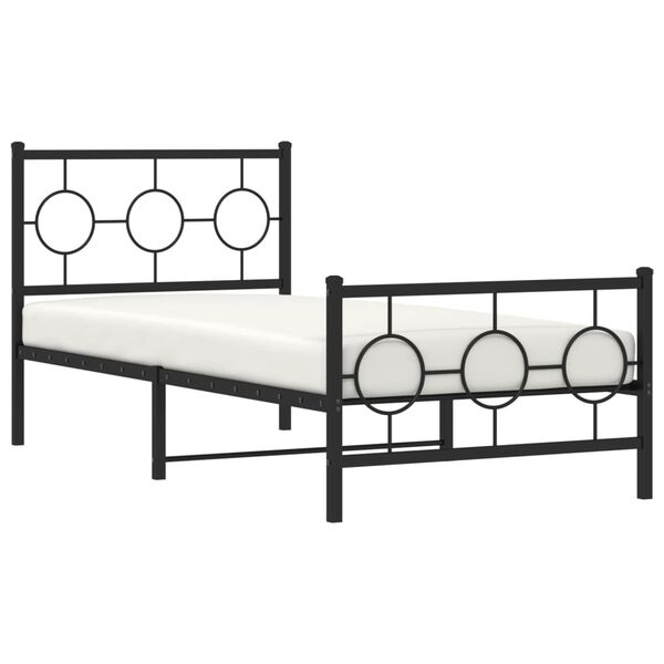 vidaXL Estructura cama sin colch&oacute;n con estribo metal negro 90x190 cm