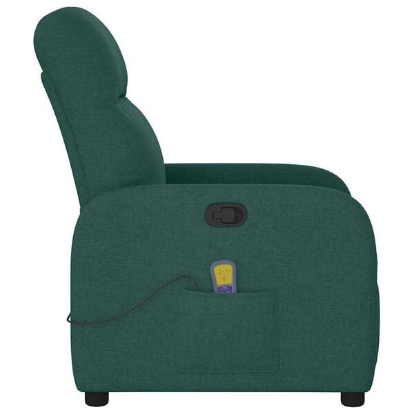 vidaXL Sill&oacute;n de masaje reclinable de tela verde oscuro
