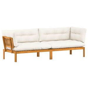 vidaXL Unidades de sof&aacute; de palets de jard&iacute;n 2 Pieza Natural y Crema