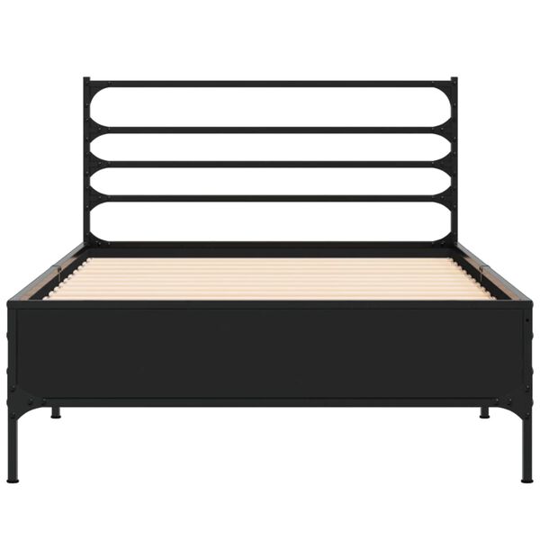 vidaXL Estructura de cama madera de ingenier&iacute;a y metal negro 90x200 cm