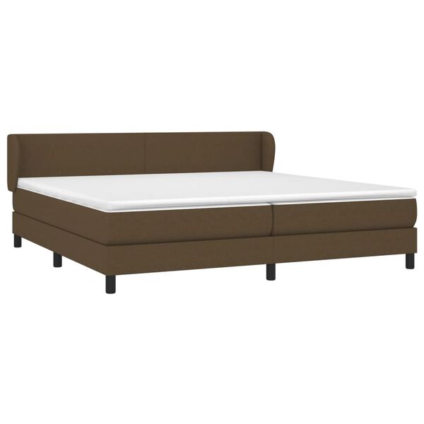 vidaXL Cama box spring con colch&oacute;n tela marr&oacute;n oscuro 200x200 cm