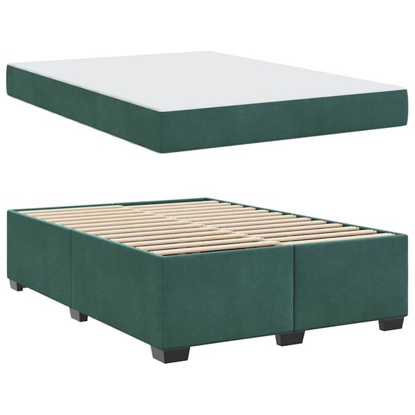 vidaXL Estructura de cama con colch&oacute;n Verde oscuro 140 x 200 cm tela