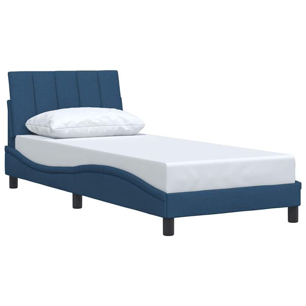 vidaXL Estructura de cama sin colch&oacute;n Hanko tela azul 90x190 cm