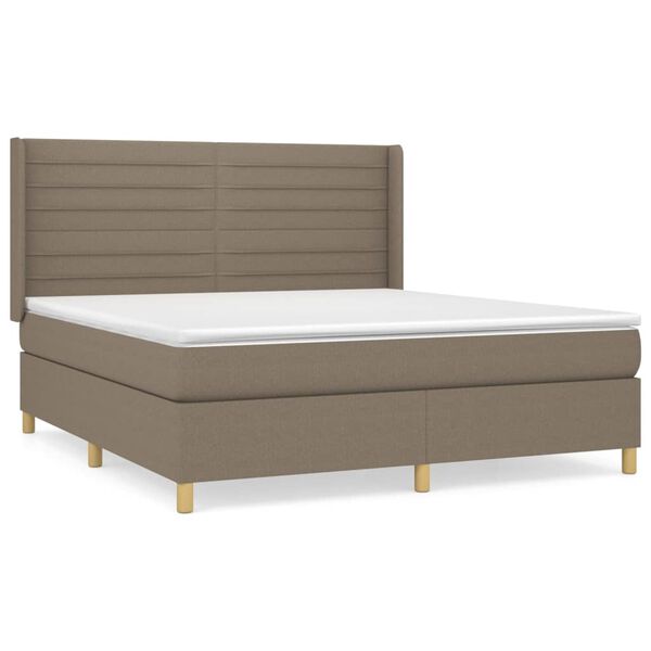 vidaXL Cama box spring con colch&oacute;n tela gris taupe 180x200 cm