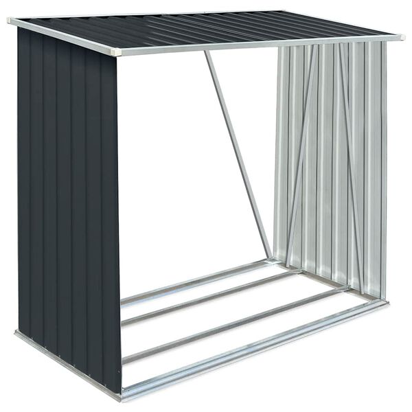 vidaXL Casetilla leña acero galvanizado gris antracita 163x83x154 cm