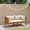 vidaXL Sofá de jardín de 2 plazas con cojín crema madera de acacia
