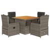 vidaXL Set comedor de jard&iacute;n 5 piezas con cojines rat&aacute;n sint&eacute;tico gris