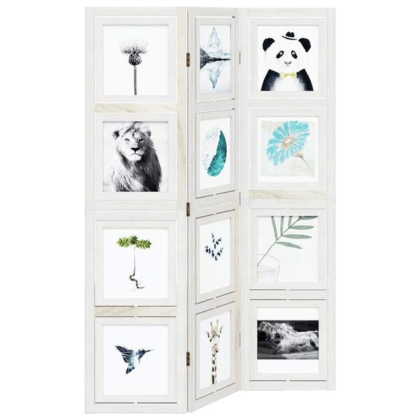 vidaXL Biombo separador de 3 paneles madera maciza Paulownia blanco