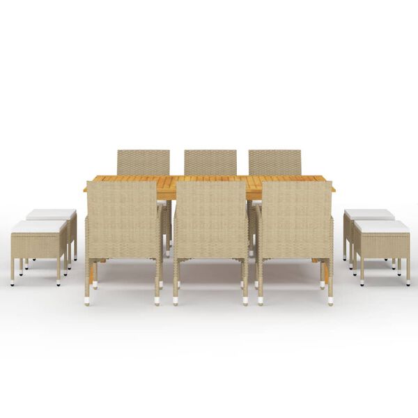 vidaXL Juego de comedor de jard&iacute;n de 11 piezas beige