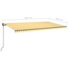vidaXL Toldo autom&aacute;tico LED sensor de viento amarillo y blanco 6x3 m