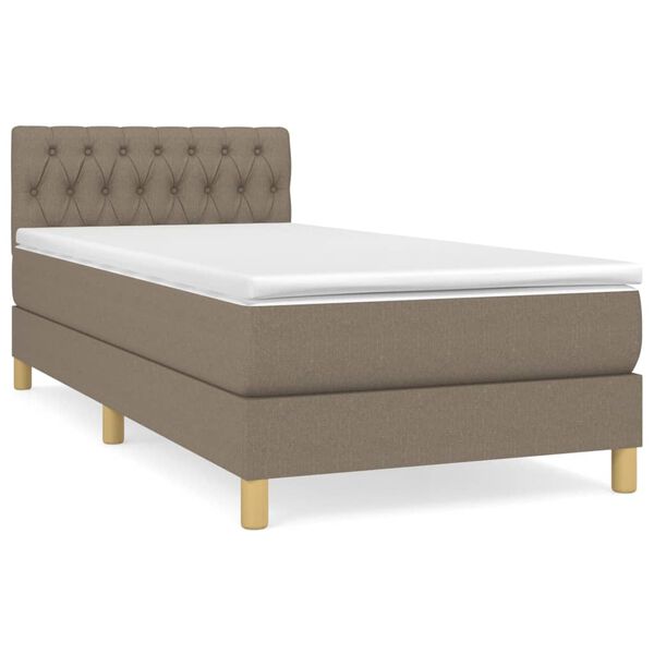vidaXL Cama box spring con colch&oacute;n tela gris taupe 100x200 cm