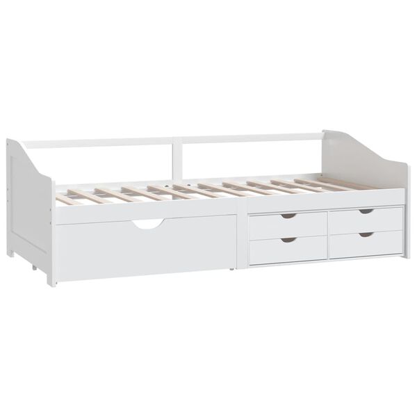 vidaXL Sofá cama 3 plazas cajones madera maciza pino blanco 90x200 cm
