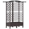 vidaXL Cama elevada con trellis y techo Marr&oacute;n 124 x 40 x 129 cm PP