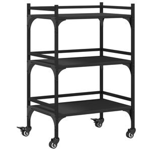 vidaXL Carrito de cocina madera de ingenier&iacute;a negro 50x35x75,5 cm