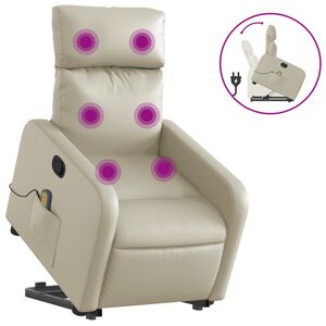 vidaXL Sill&oacute;n reclinable de masaje de pie cuero artificial color crema