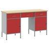 vidaXL Armario de trabajo 3 uds. Rojo Madera Ingenierizada y Acero