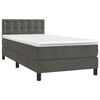 vidaXL Cama box spring con colch&oacute;n terciopelo gris oscuro 90x190 cm