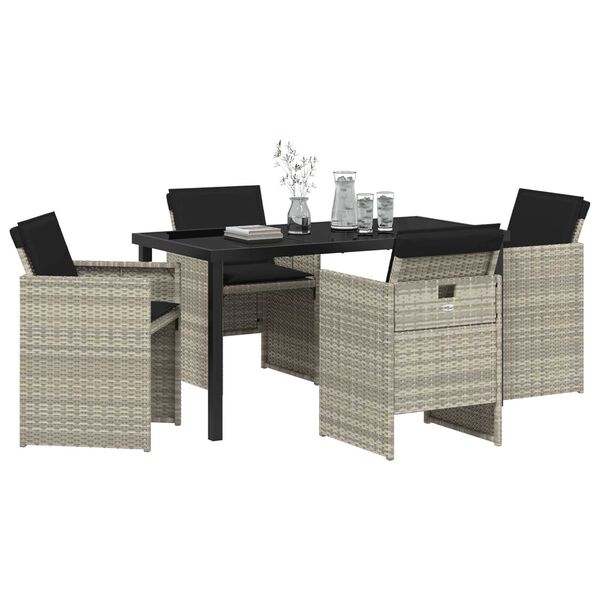 vidaXL Conjunto de Comedor de Jard&iacute;n 5 pcs Gris Claro rat&aacute;n sint&eacute;tico