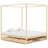 vidaXL Cama con dosel 4 cajones madera maciza pino 160x200 cm