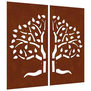 vidaXL Adorno pared jard&iacute;n 2 uds acero corten dise&ntilde;o &aacute;rbol 105x55 cm