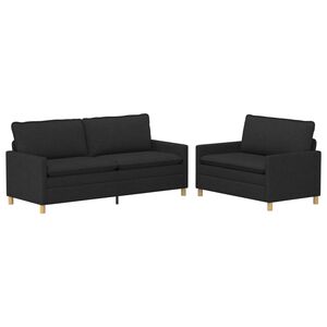 vidaXL Juego de Sof&aacute; 2 uds. Negro Tela