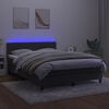 vidaXL Cama box spring colch&oacute;n y LED terciopelo gris oscuro 140x200 cm