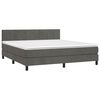 vidaXL Cama box spring colch&oacute;n y LED terciopelo gris oscuro 160x200 cm