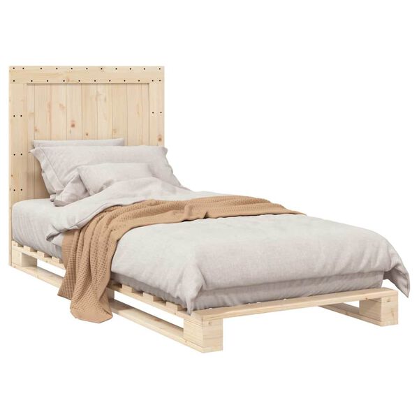 vidaXL Estructura de cama con cabecero madera maciza de pino 90x200 cm