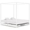 vidaXL Estructura de cama con dosel 4 cajones pino blanco 180x200 cm
