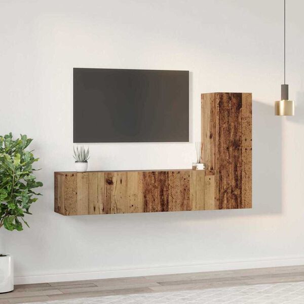 vidaXL Conjunto de mueble de TV 3 pcs Madera envejecida
