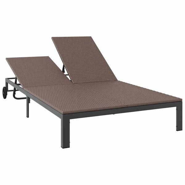 vidaXL Tumbona 2-persona Marr&oacute;n 60 x 200 x 27cm rat&aacute;n sint&eacute;tico