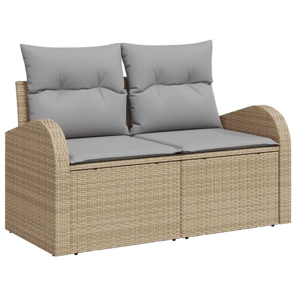 vidaXL Conjunto de sofá de jardín con cojín 5 pcs Beige Poliratán
