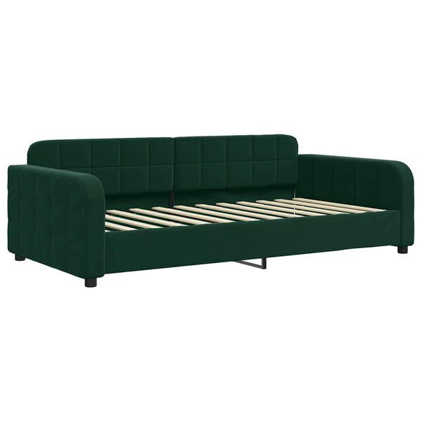 vidaXL Sof&aacute; cama sin colch&oacute;n terciopelo verde oscuro 100x200 cm