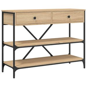 vidaXL Mesa consola cajones estantes madera de ingenier&iacute;a roble Sonoma