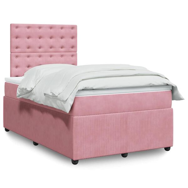 vidaXL Cama box spring con colch&oacute;n terciopelo rosa 120x200 cm