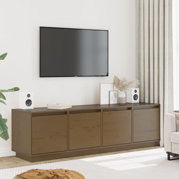 vidaXL Mueble de TV madera maciza de pino marr&oacute;n miel 156x37x45 cm