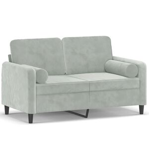 vidaXL Sof&aacute; de 2 plazas con cojines terciopelo gris claro 120 cm