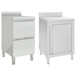 vidaXL Armarios de cocina comerciales 2 piezas de acero inoxidable