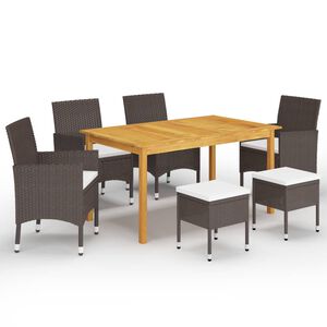 vidaXL Juego de comedor de jard&iacute;n de 7 piezas marr&oacute;n