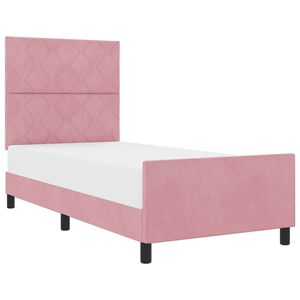 vidaXL Cama tipo Box Spring con cabecera Rosa 90 x 200 cm Terciopelo