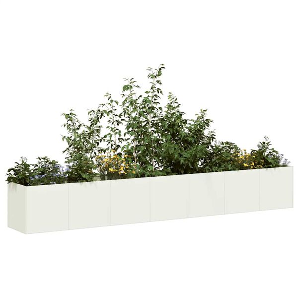 vidaXL Jardinera de acero laminado en fr&iacute;o blanco 280x40x40 cm