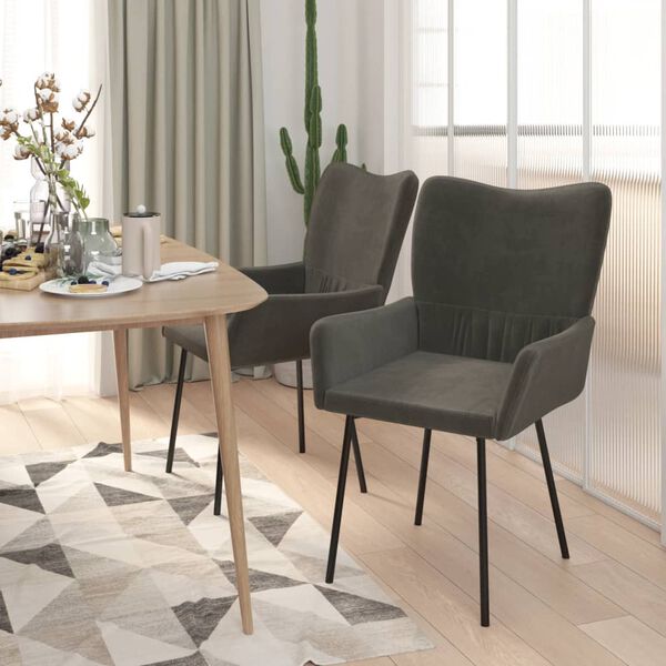 vidaXL Sillas de comedor 2 unidades terciopelo gris oscuro